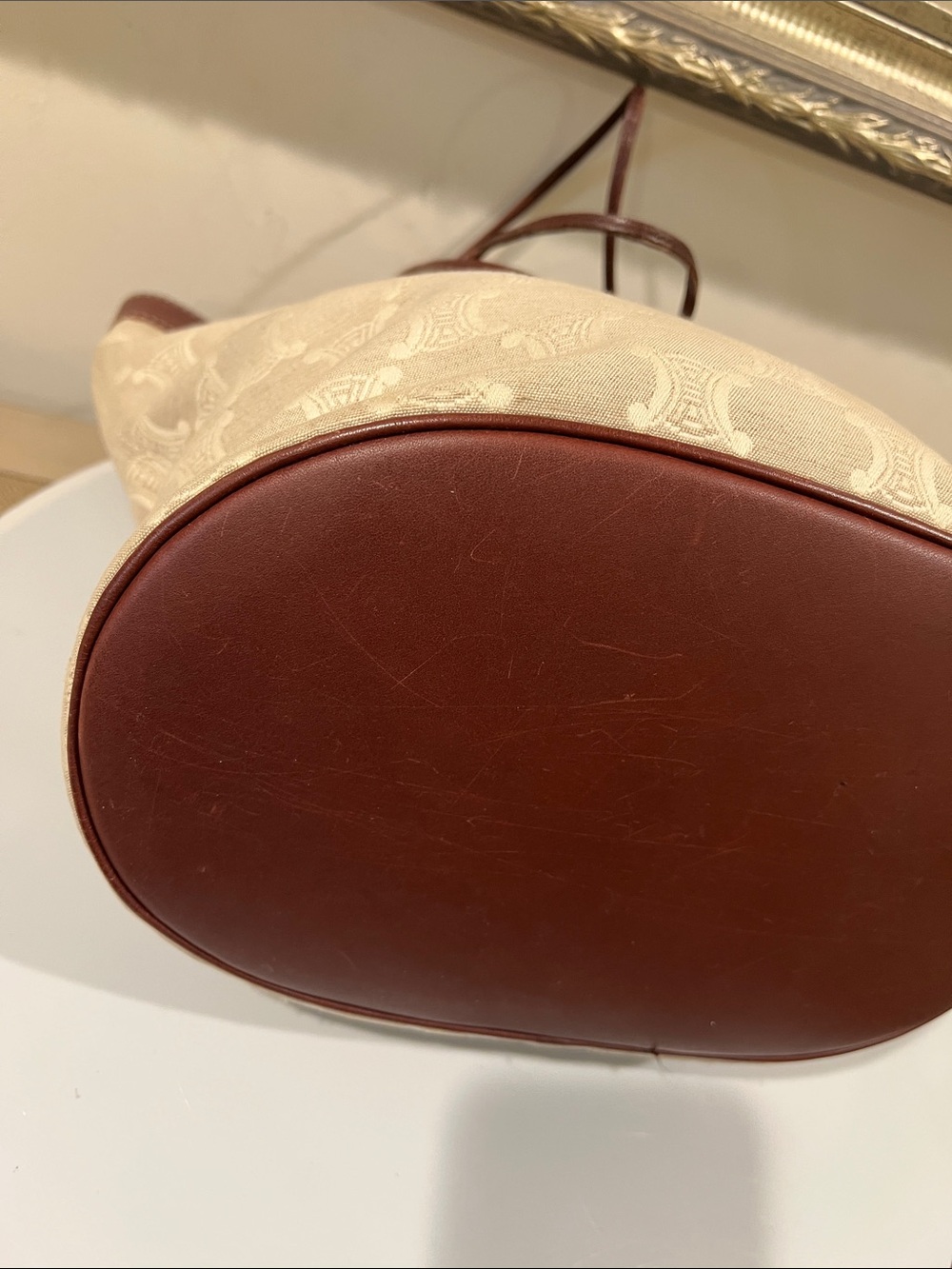 Celine Triomphe Cream and Brown Tote Bag EUC - Picture 11 of 16